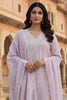Lavender Malmal Cotton Resham And Zari Embroidered Suit
