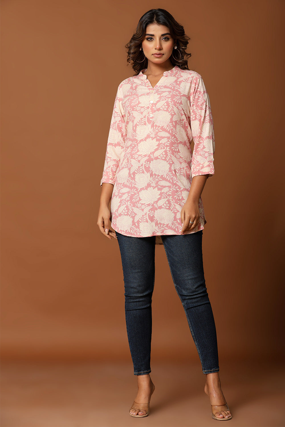 Pink Color Cotton Printed Tunic