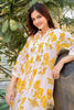 Cream & Yellow Cotton Floral Printed Kurta Set