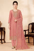 Dusty Peach Tissue Silk Embroidered Unstitched Suit Fabric