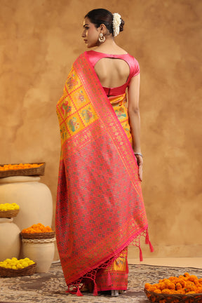 Mustard Colour Resham Woven Saree