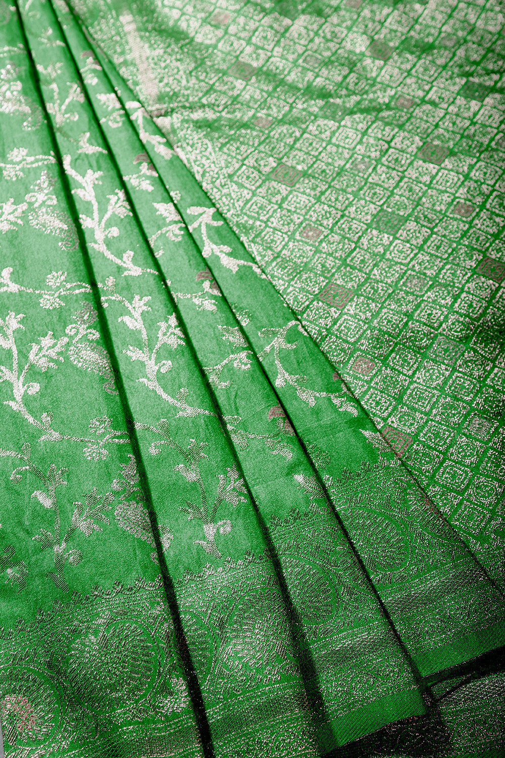 Green Color Zari Woven South Silk Saree