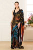 Black Abstract Printed Jacquard Silk Saree