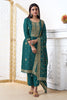 Teal Silk Zari Woven Suit Set