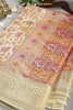 Pearl & Cream Color Tussar Woven Silk Saree