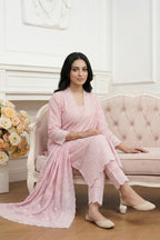 Pink Mul Cotton Chikankari Work Suit Set
