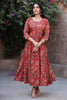 Maroon Cotton Floral Printed Anarkali Kurti