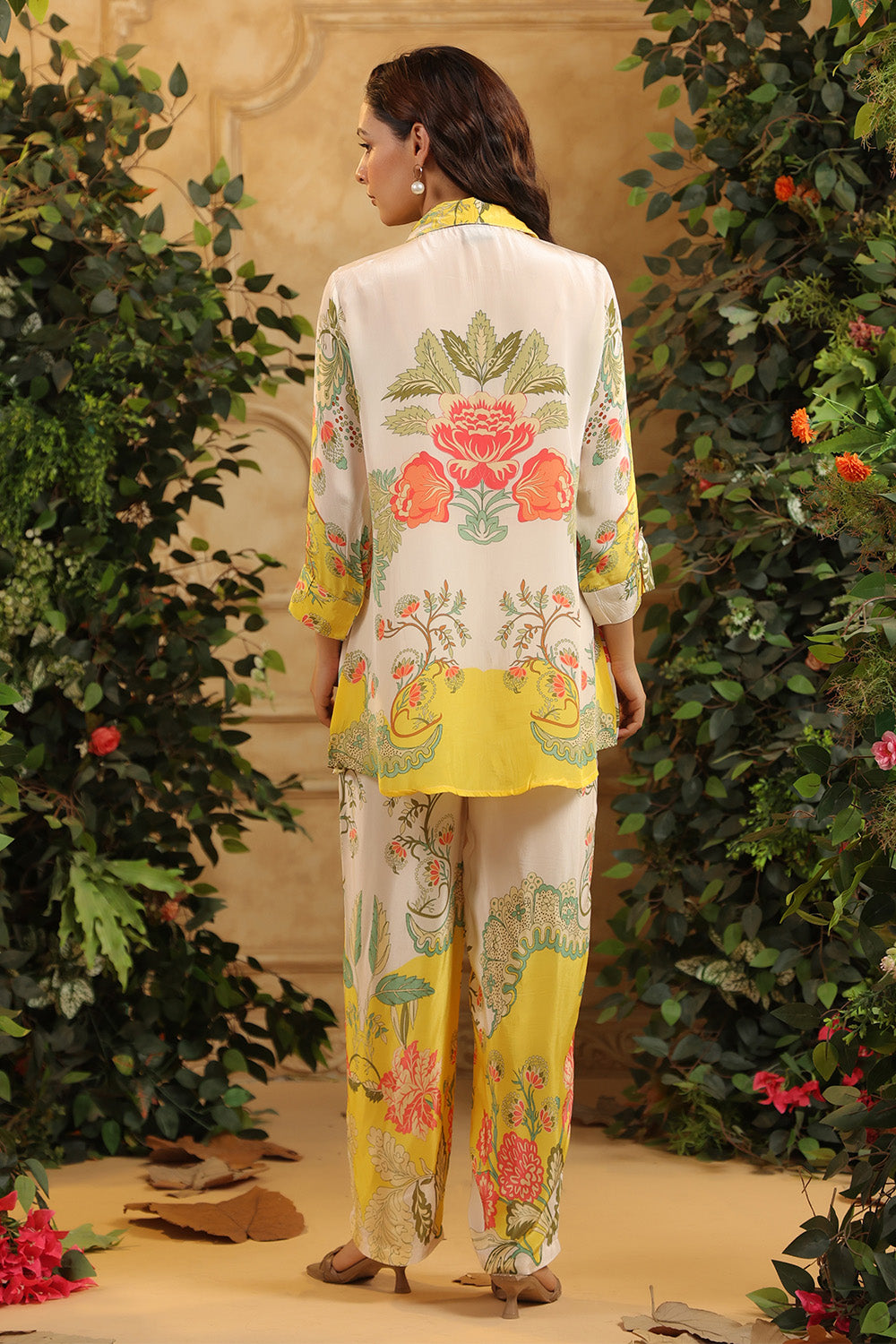 Yellow Color Crepe Floral Printed Co-Ord Set