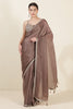 Pastel Brown Color Crepe Silk Sequins &amp; Zari Embroidered Saree with Readymade Blouse