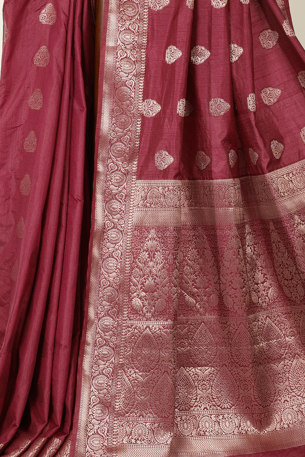 Wine Silk Zari Woven Saree