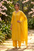 Mustard Muslin Printed Straight Suit