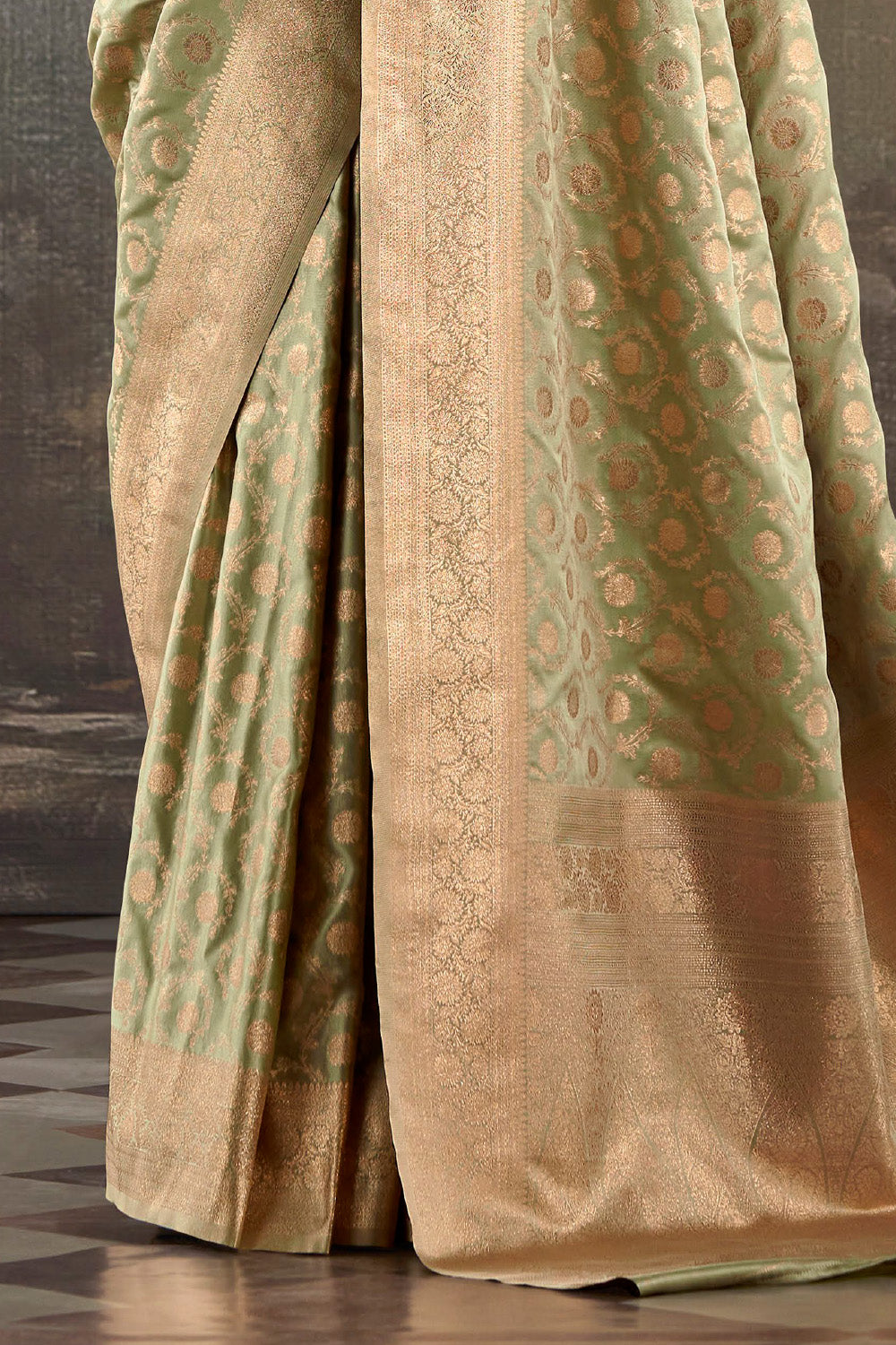 Pista Green Banarasi Katan Silk Woven Saree