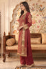 Maroon Crepe Silk Printed And Handwork Suit