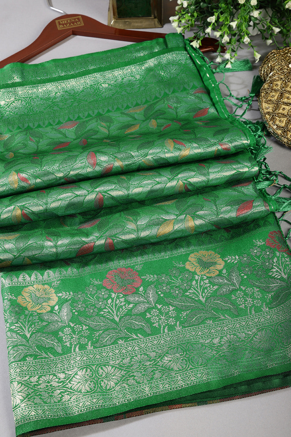 Greenish Turquoise Color South Soft Silk Woven Saree