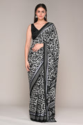 Black & White Color Crepe Printed Saree
