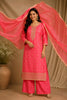 Peach Woven And Embroidered Silk Suit