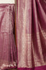 Purple Silk Zari Floral Zaal Woven Saree