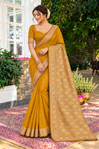 Mustard Cotton Silk Woven Saree