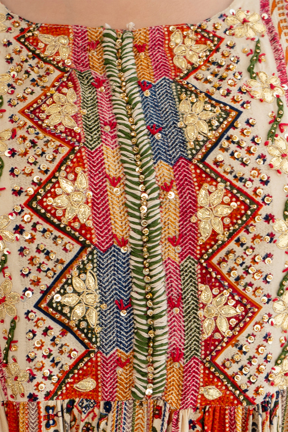 Beige Color Cotton Embroidered Anarkali Kurta