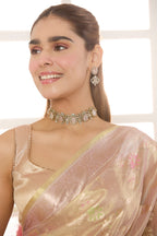 Mauve Metalic Tissue Zari Woven Saree