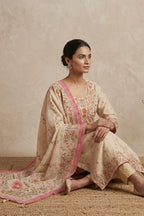 Cream Floral Printed Kota Cotton Suit