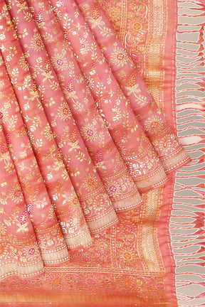 Pink Color Silk Zari Woven Saree.