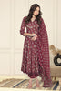 Dark Scarlet Cotton Floral Printed Anarkali Suit Set