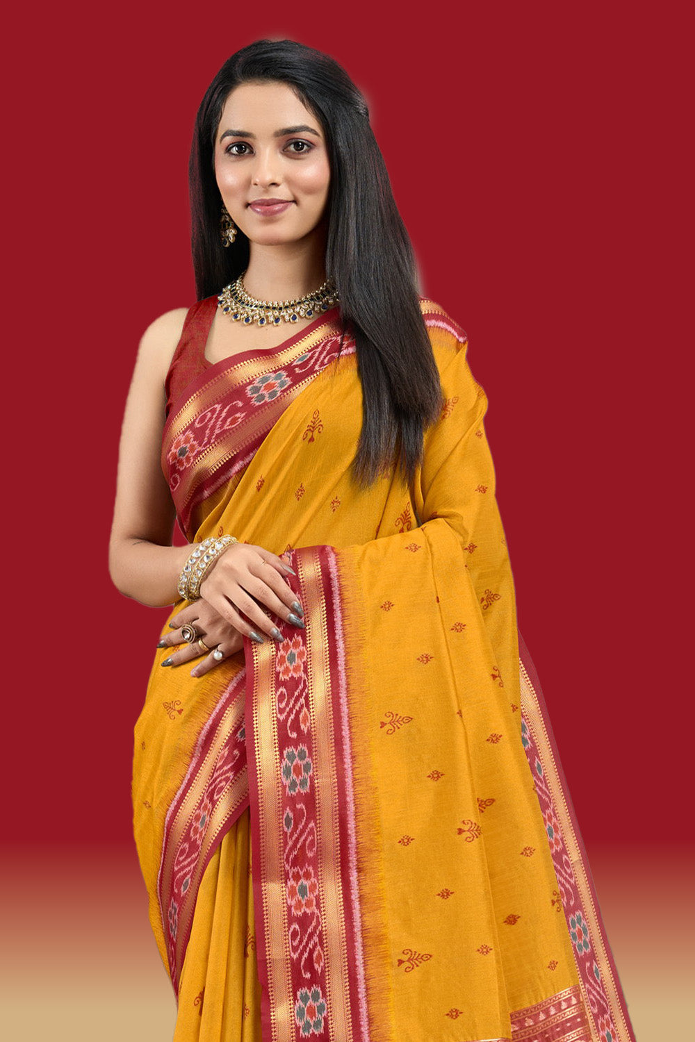 Mustard Colour Maheshwari Cotton Woven Saree