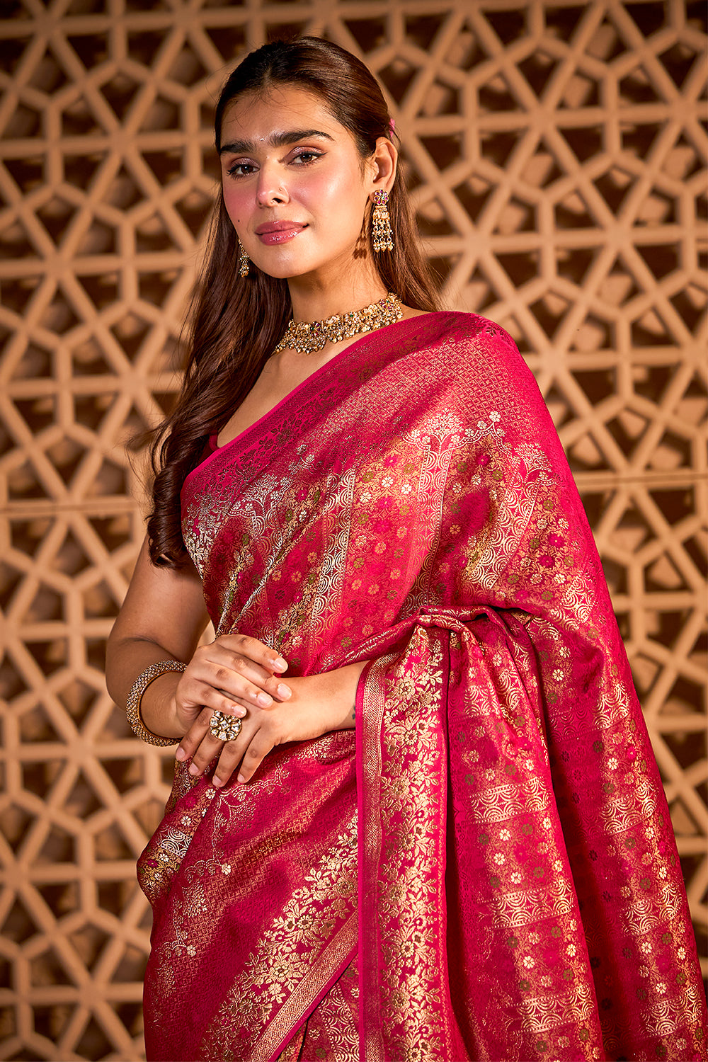 Rani Mulerry Silk Resham And Zari Woven Saree
