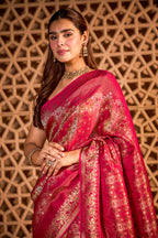 Rani Mulerry Silk Resham And Zari Woven Saree