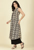 Black & Beige Cotton Printed Kurta With Palazzo