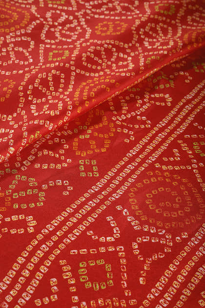 Red Colour Chiffon Bandhani Printed Saree