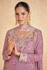 Dusty Pink Color Crepe Silk Resham Embroidered Suit With Palazzo