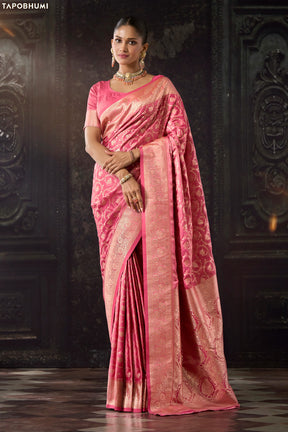Dusty Pink Katan Silk Banarasi Zari Woven Saree