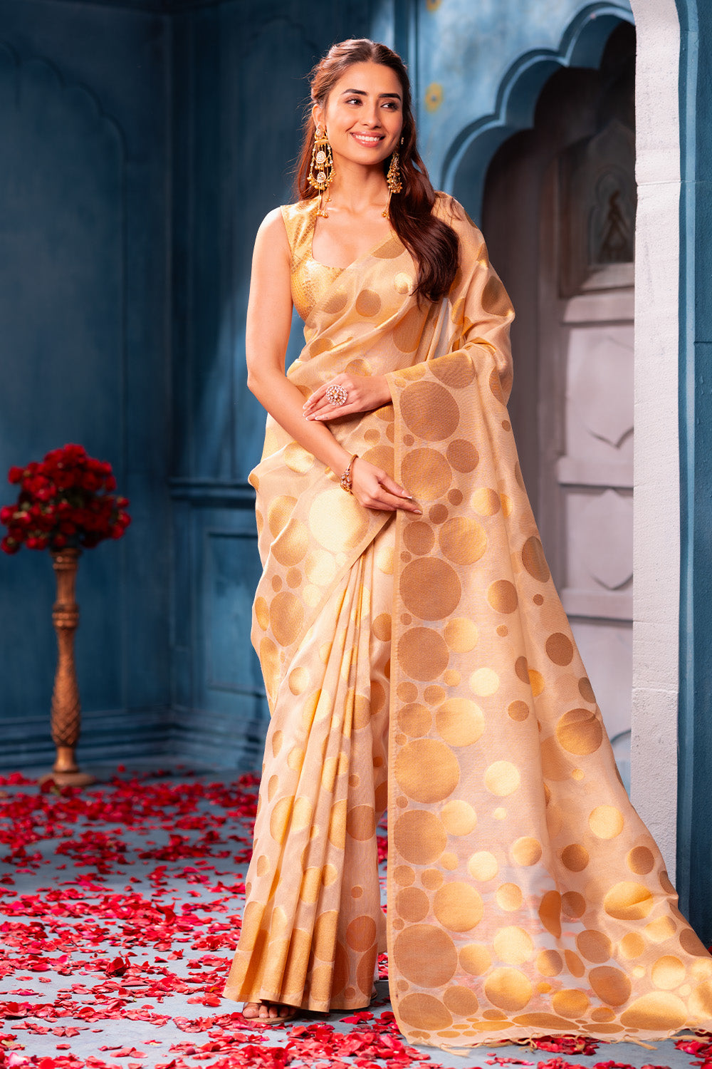 Gold Tissue Zari Woven Saree