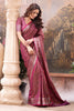 Wine Cotton Silk Floral Resham & Zari Wovern Saree