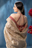 Beige Pure Metallic Tissue Sequins And Zari Embroidered Saree