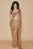 Fown Color Georgette Sequins Embroidered Saree