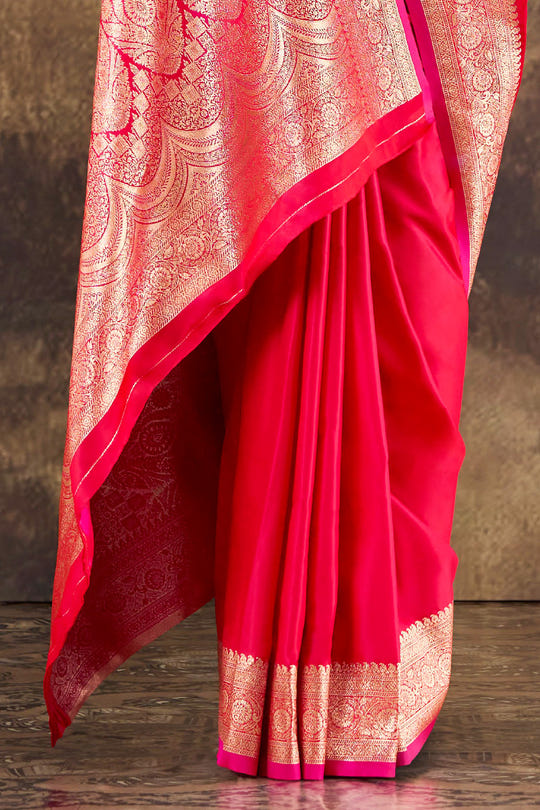Red Eri Silk Zari Woven Saree