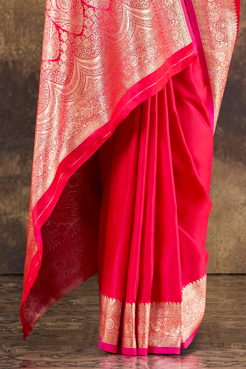 Red Eri Silk Zari Woven Saree