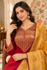 Rani Silk Embroidered Unstitched Suit Material With Banarsi Dupatta