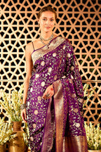 Purple Banarasi Katan Silk Saree