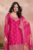 Hot Pink Silk Embroidered Suit With Palazzo