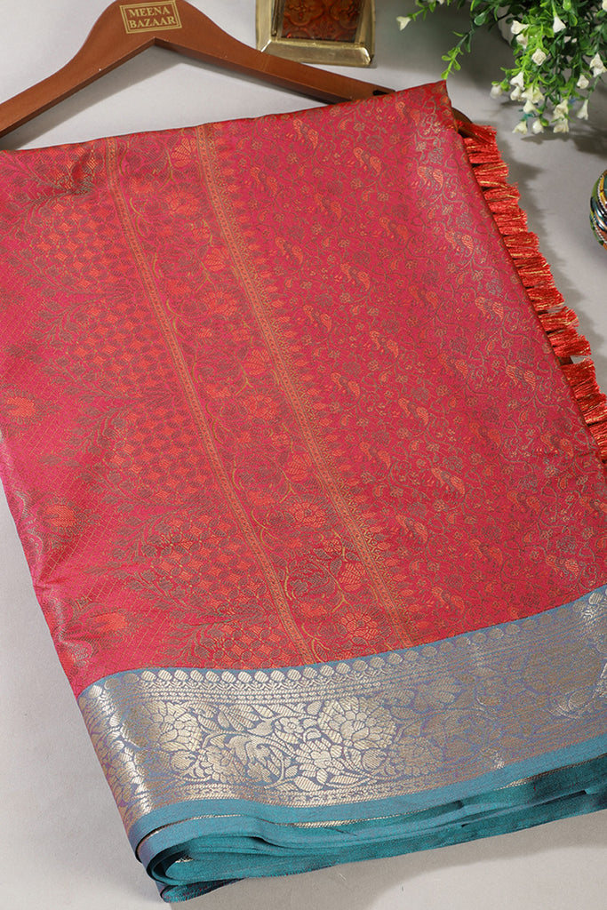 Red Color Cotton Silk Resham & Zari Woven Saree