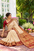 Cream Silk Ikkat Woven Border Saree