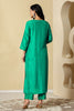 Teal Crepe Silk Printed Suit
