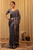 Navy Pure Mulberry Silk Printed And Embroidered Saree