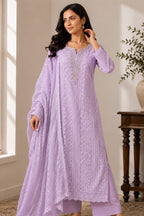 Lavender Georgette Chikankari Work Unstiched Suit