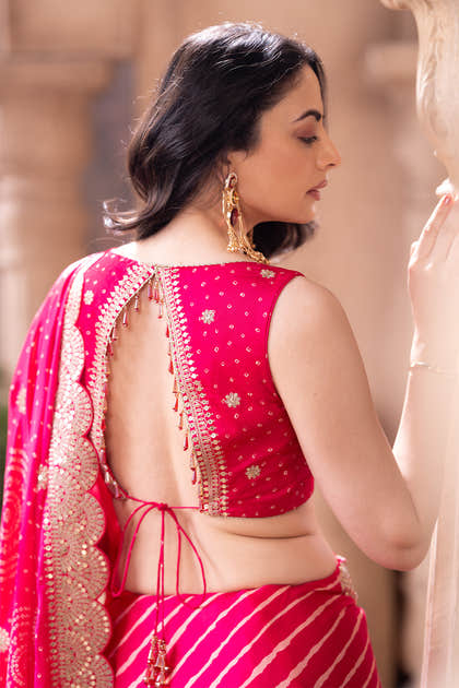 Magenta Pink Gajji Silk Embroidered and Printed Saree