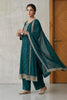 Teal Blue Crepe Silk Zari and Sequins Embroidered Anarkali Suit